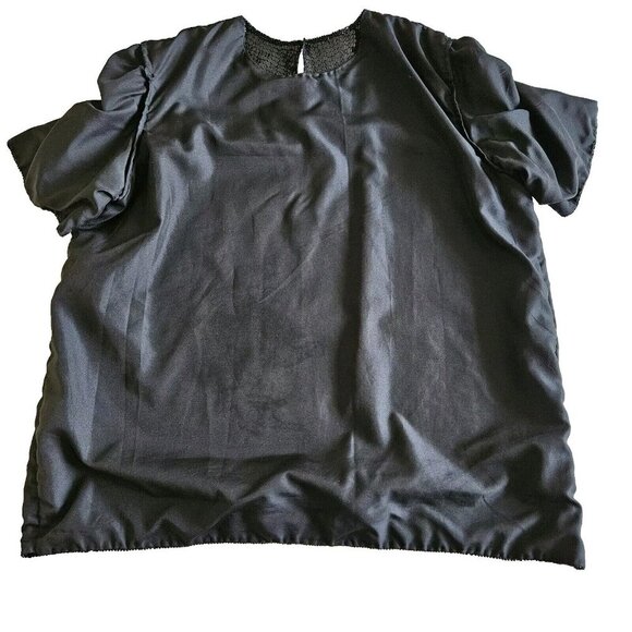 Michel Antoni Top Womens 2X Black Short Sleeve Sequined Silk Witchy Goth Retro - Picture 7 of 15